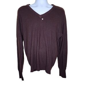 Vintage 1980s Mens Vneck Sweater Size XL Brown Soft Acrylic